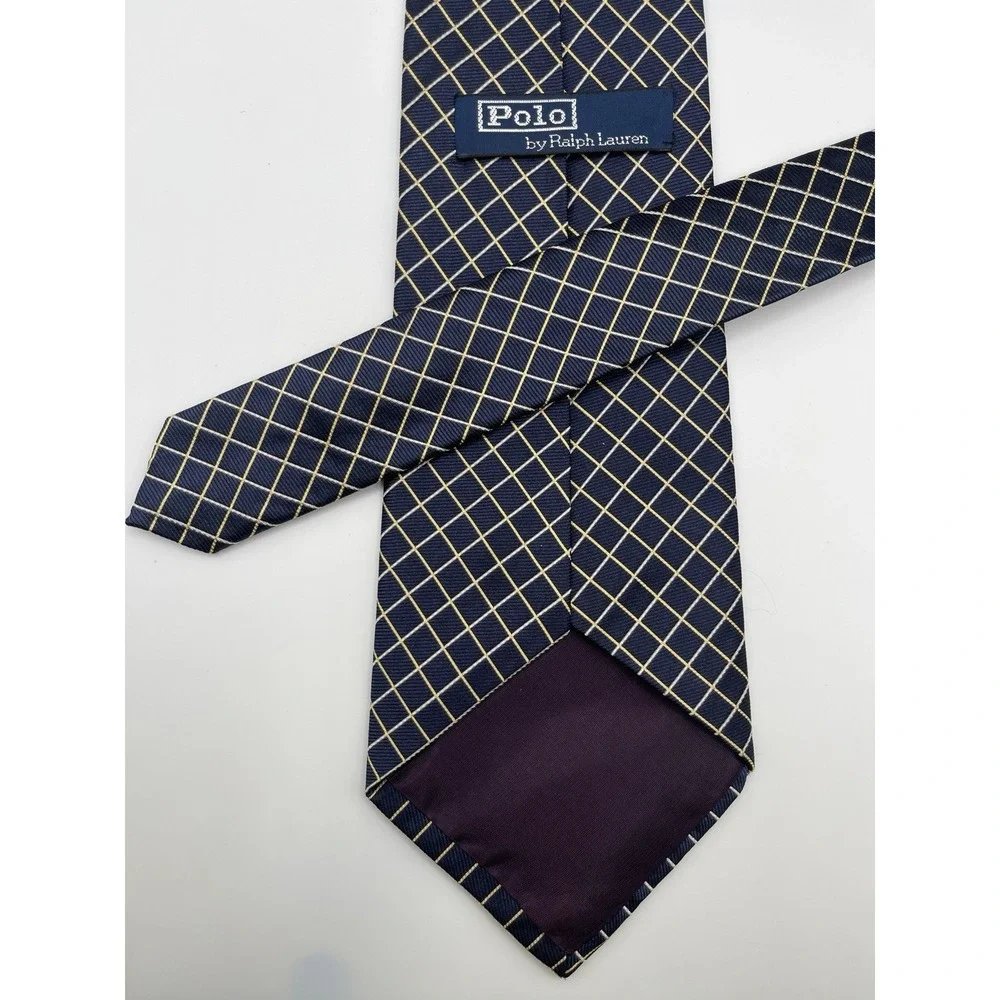 Polo Ralph‎ Lauren 100%  Silk Tie Blue/Purple/Gold  Made In USA